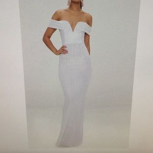 PrettyLittleThings Off the shoulder maxi dress